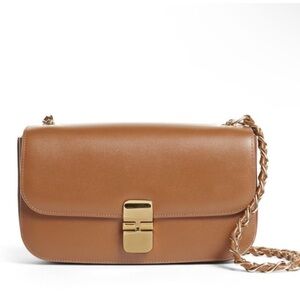 A.P.C. GRACE BAGUETTE BAG CHAIN LEATHER CHESTNUT BROWN TAN